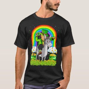 Funny Rainbow Leprechaun Riding Mule St Patrick's  T-Shirt