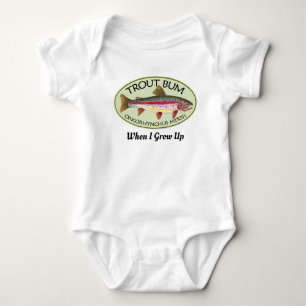 Funny Rainbow Trout Bum Fishing Angler's Baby Bodysuit