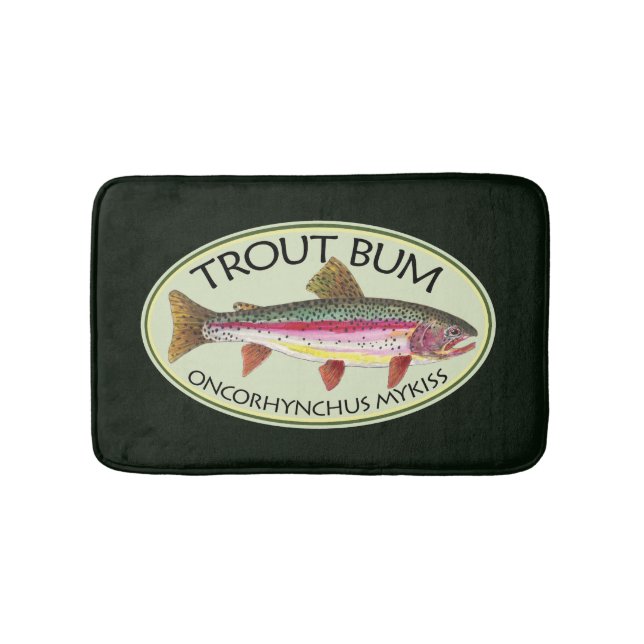 Funny Rainbow Trout Bum Fishing Bath Mat (Front)
