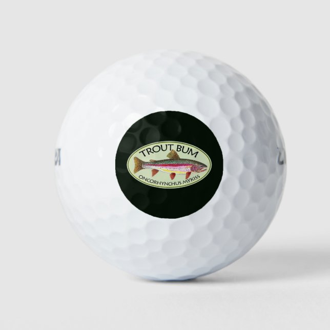 Funny Rainbow Trout Bum Fishing Golf Balls (Front)