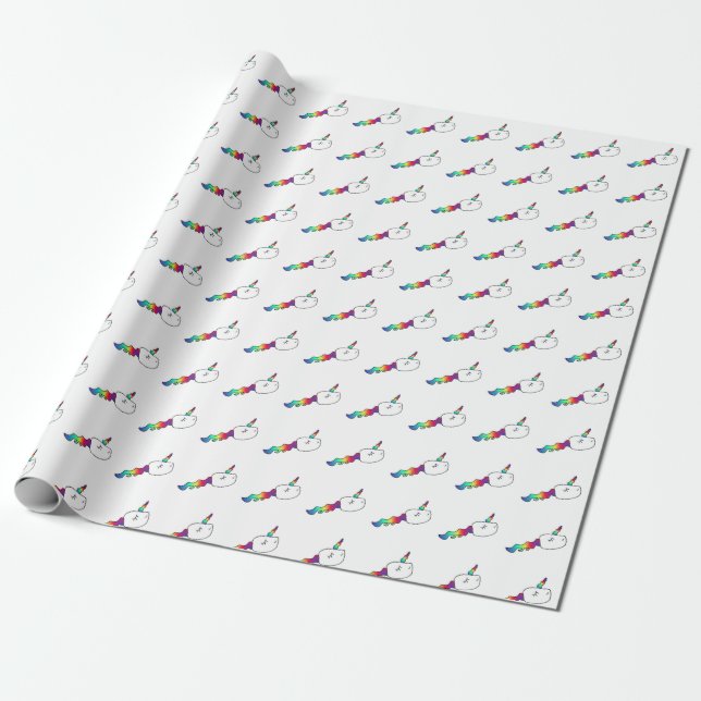 Funny Rainbow Unicorn Swimming Sperm Wrapping Paper (Unrolled)