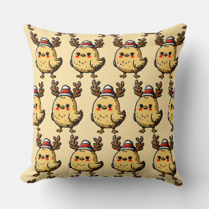 Funny Raindeer Christmas Chicken Pattern Cushion