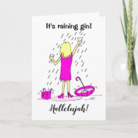 Funny Raining Gin Birthday Card