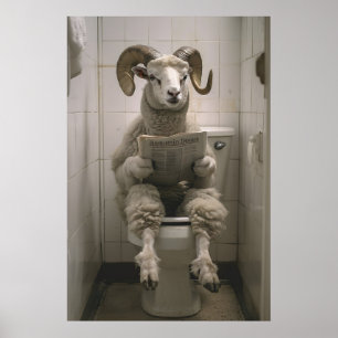 Funny Ram Toilet Print Bighorn Sheep Bathroom