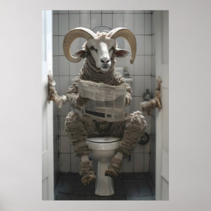 Funny Ram Toilet Print Bighorn Sheep Bathroom