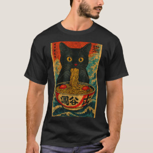 Funny Ramen Cat Japanese Vintage Retro Noodle Love T-Shirt