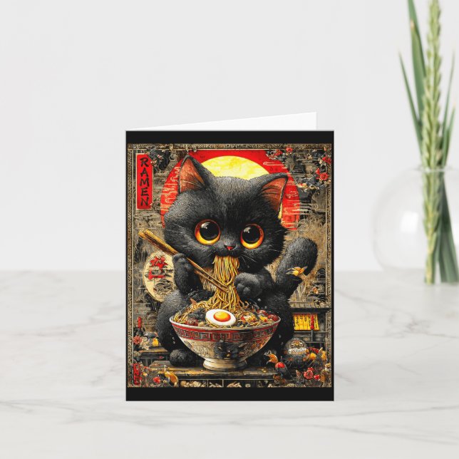 Funny Ramen Cat Noodle Lovers Anime Otaku  Card (Front)