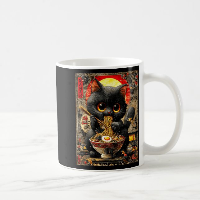 Funny Ramen Cat Noodle Lovers Anime Otaku  Coffee Mug (Right)
