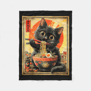 Funny Ramen Cat Noodle Lovers Anime Otaku Fleece Blanket