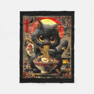 Funny Ramen Cat Noodle Lovers Anime Otaku Fleece Blanket