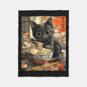Funny Ramen Cat Noodle Lovers Anime Otaku  Fleece Blanket