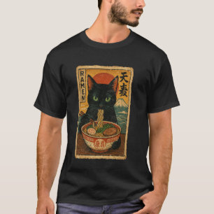 Funny Ramen Cat Vintage Japanese Poster Style T-Shirt