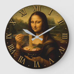 Funny Ramen Mona Lisa Large Clock