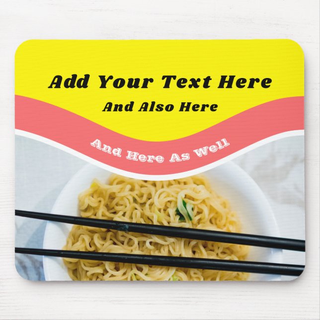 Funny Ramen Noodles Packet Custom Message Mouse Mat (Front)