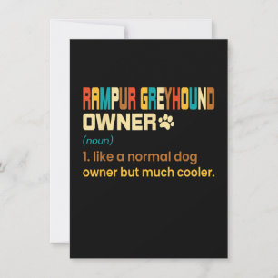 Funny Rampur Greyhound Vintage Retro Dog Mum Dad G Thank You Card