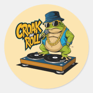 Funny Rapper Toad DJ with Turntable Classic Round Sticker