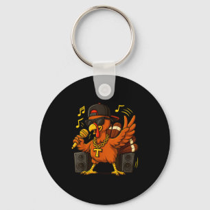 Funny Rapper Turkey_hip Hop Thanksgiving Day Drip Key Ring