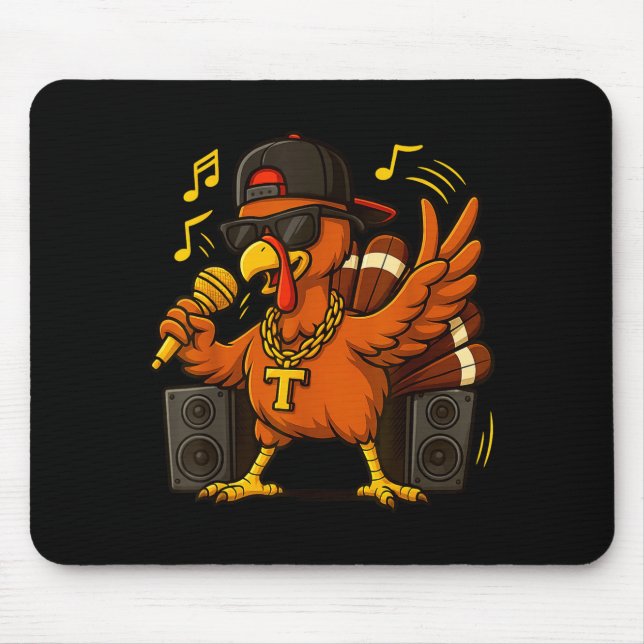 Funny Rapper Turkey_hip Hop Thanksgiving Day Drip  Mouse Mat (Front)