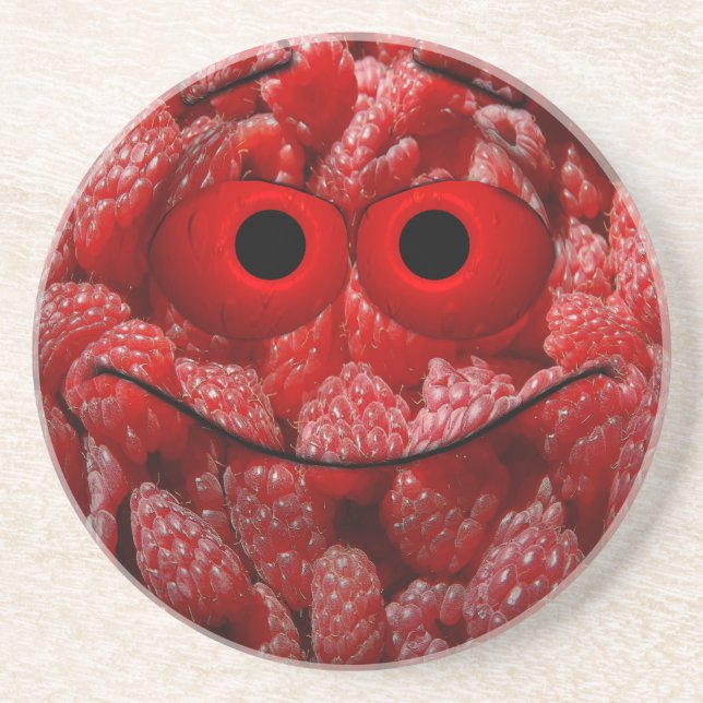Funny Raspberry Emoticon Coaster (Front)