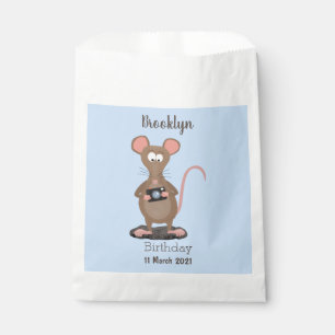 Funny rat and camera personalised birthday favour bags