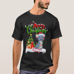 Funny Rat Animal Lover Xmas Lighting Rat Christmas T-Shirt