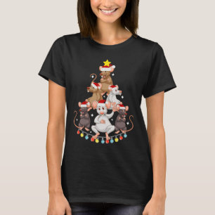 Funny Rat Christmas Tree Lights Rat Lover  T-Shirt