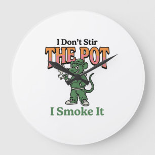 Funny Rat Pot Quote Vintage Engraving Design_1 Large Clock