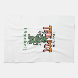 Funny Rat Pot Quote Vintage Engraving Design_1 Tea Towel