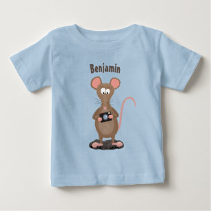Funny rat with camera cartoon illustration baby T-Shirt