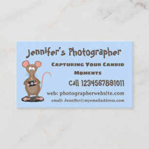 Funny rat with camera cartoon illustration business card