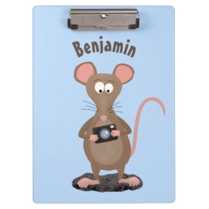 Funny rat with camera cartoon illustration clipboard