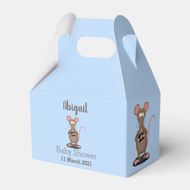 Funny rat with camera cartoon illustration favour box (Front Side)