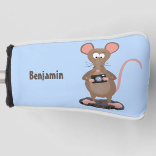 Funny rat with camera cartoon illustration golf head cover