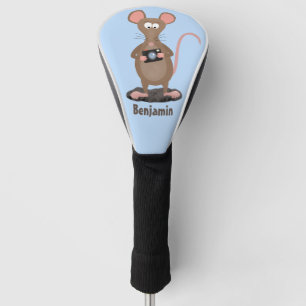 Funny rat with camera cartoon illustration golf head cover