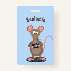 Funny rat with camera cartoon illustration ID badge