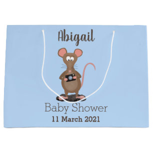 Funny rat with camera cartoon illustration large gift bag