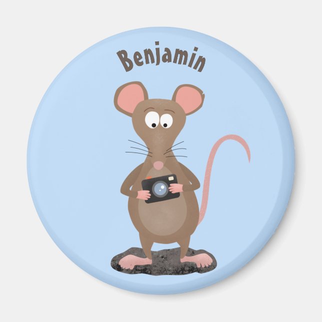 Funny rat with camera cartoon illustration magnet (Front)