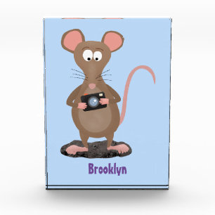 Funny rat with camera cartoon illustration photo block