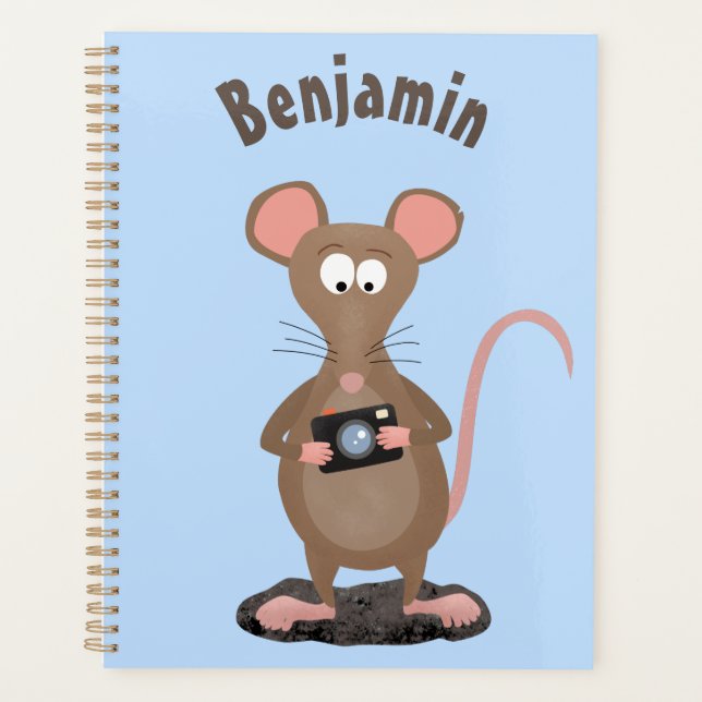 Funny rat with camera cartoon illustration planner (Front)