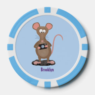 Funny rat with camera cartoon illustration poker chips