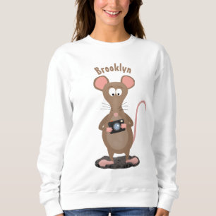 Funny rat with camera cartoon illustration sweatshirt