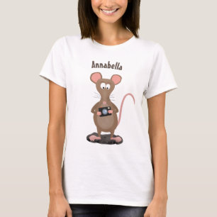 Funny rat with camera cartoon illustration T-Shirt