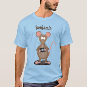 Funny rat with camera cartoon illustration T-Shirt