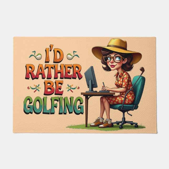 Funny Rather Be Golfing For Her Doormat (Front)