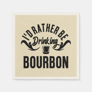 Funny rather drink bourbon word art napkin