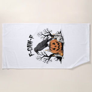 Funny Raven, F-Caw-F, Skull Raven, Gothic Crow Beach Towel