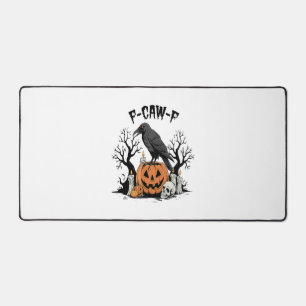 Funny Raven, F-Caw-F, Skull Raven, Gothic Crow Desk Mat