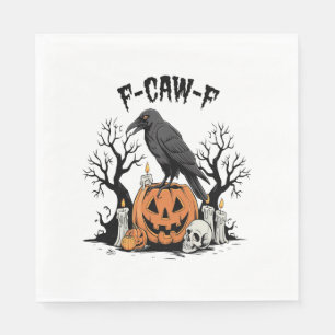 Funny Raven, F-Caw-F, Skull Raven, Gothic Crow Napkin