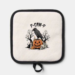Funny Raven, F-Caw-F, Skull Raven, Gothic Crow Pot Holder