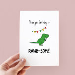 Funny Rawr-some Dinosaur Pun Birthday Card<br><div class="desc">Hope your birthday is rawr-some - funny pun birthday card with a minimalist illustration of a t-rex</div>